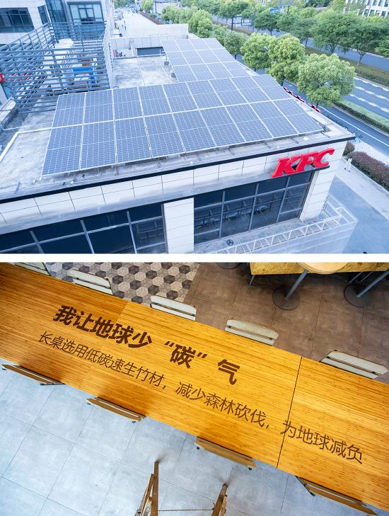 Application of photovoltaic and low-carbon bamboo on building roof in Hangzhou KFC Green Pioneer Store